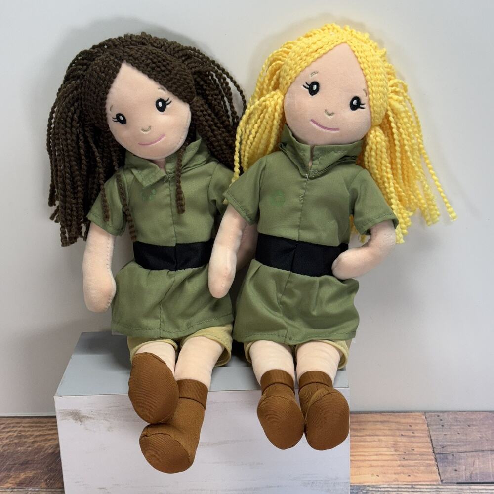 Set of 2 The Petting Zoo Zookeeper‎ Plush Girl Dolls Blonde Brunette 16" Plush